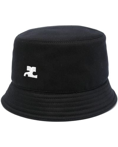Courreges Cappello bucket con applicazione - Nero