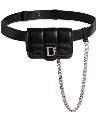DSquared² D2 Statement Leather Belt Bag - Black