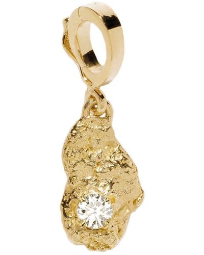 Azlee 18kt kleiner Nugget Gelbgoldanhänger mit Diamanten - Mettallic