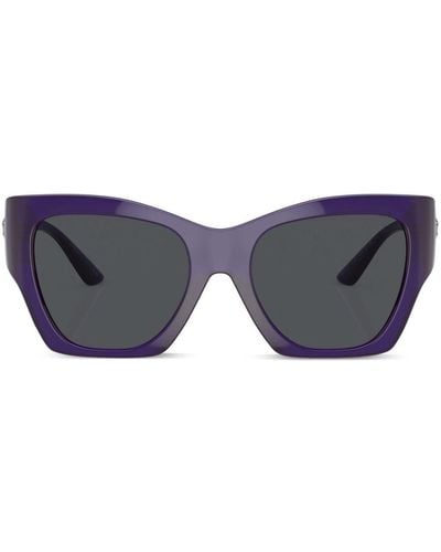 Versace Logo-plaque Square-frame Sunglasses - Blue