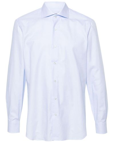 Barba Napoli Jacquard Cotton Shirt - White