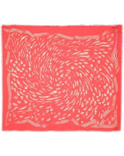 Alexander McQueen Sjaal Met Doodskopprint - Rood