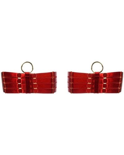 Bordelle Metallic detail garters - Rosso