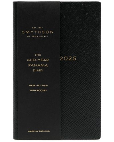 Smythson Semainier Panama 2024-25 (14 cm x 9 cm) - Noir