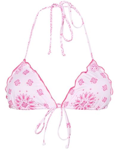 Mc2 Saint Barth Bandana-print Triangle Bikini Top - Pink