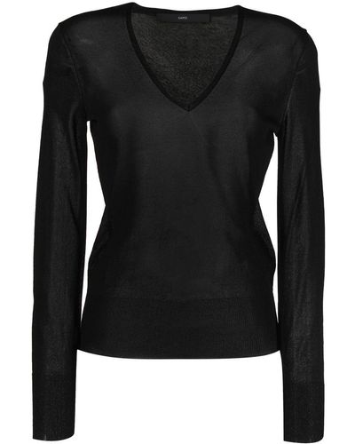 SAPIO V-neck Knitted Sweater - Black