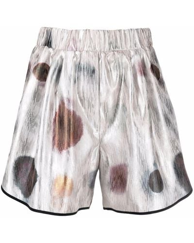 Genny Metallic-effect Patterned Shorts - Multicolour