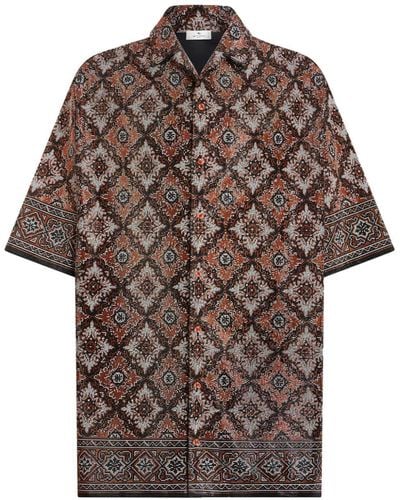 Etro Stud-embellished Silk Shirt - Brown