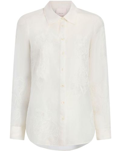 Cinq À Sept Luna Floral-embroidered Shirt - White