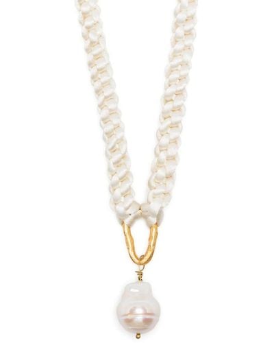 Forte Forte Halskette mit Perlenanhänger - Weiß