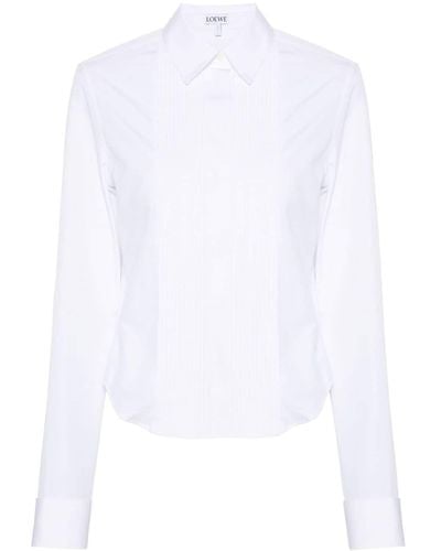 Loewe Popeline-Hemd mit Biesen - Weiß
