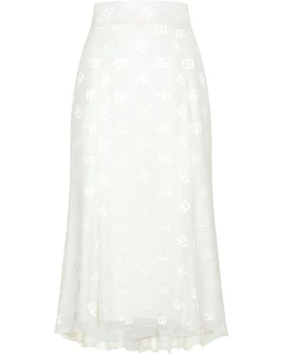Dolce & Gabbana Dg Logo Godet Skirt - White