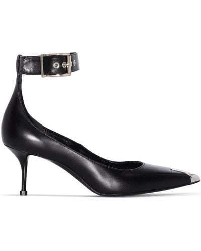 Alexander McQueen Zapatos de tacón con puntera en contraste - Negro