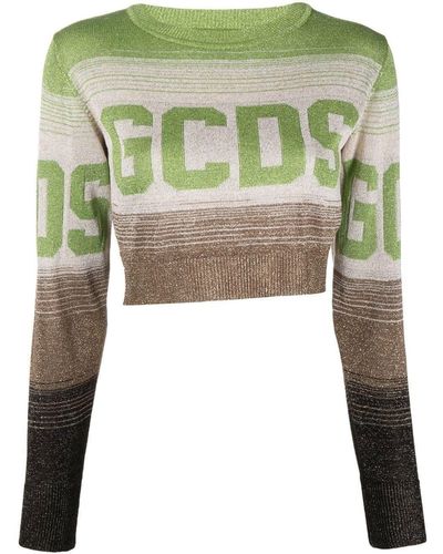 Gcds Cropped Pullover With Print - Green