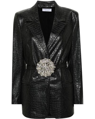 Loulou Crocodile-embossed Leather Jacket - Black