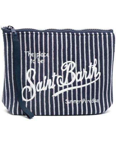 Mc2 Saint Barth Aline Terry-cloth Striped Wash Bag - Blue