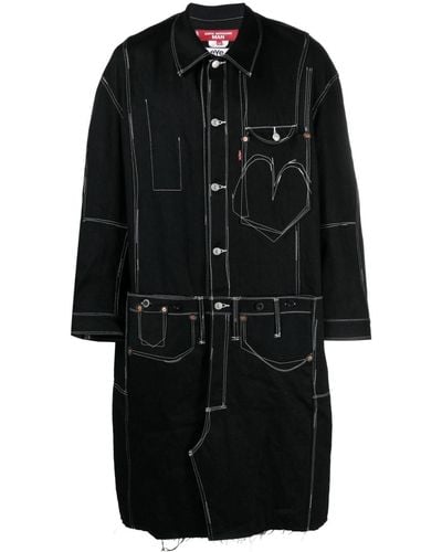 Junya Watanabe X Levi's Contrast-stitching Denim Midi Coat - Black