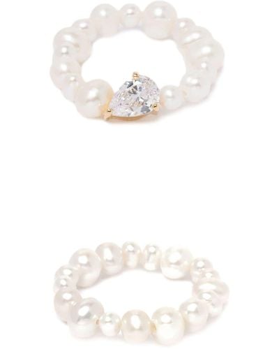Completedworks The Exposure Of Time Pearl Ring Set - White