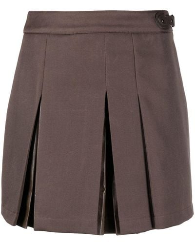LVIR Pleated Wool-blend Miniskirt - Brown