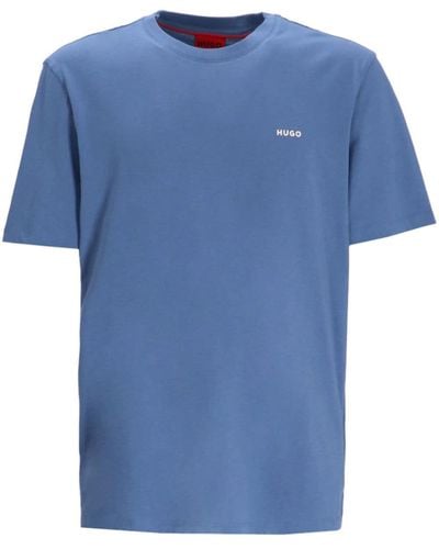 HUGO Logo-print Cotton T-shirt - Blue
