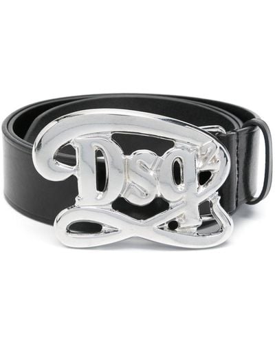 DSquared² Logo-buckle leather belt - Schwarz