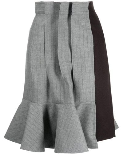 Sacai Asymmetric Pleated Wool Skirt - Gray