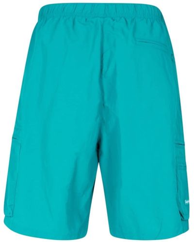 Supreme Logo-patch Cargo Water Shorts - Blue