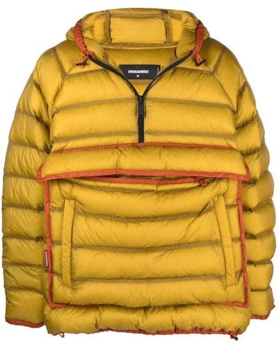 DSquared² Contrasting-trim Padded Coat - Yellow