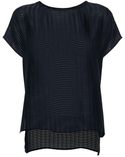 Emporio Armani Sheer-panels Striped T-shirt - Blue