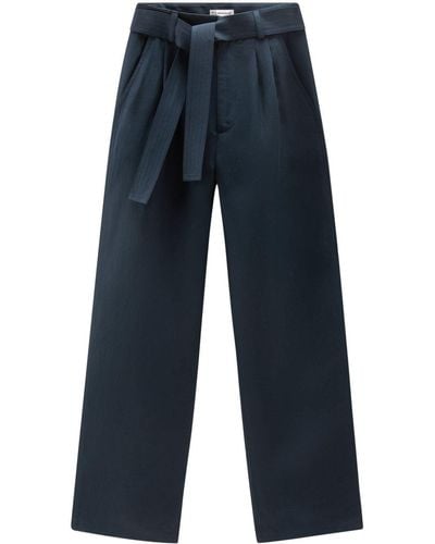 Woolrich Hose mit Gürtel aus Leinenmischung - Blau