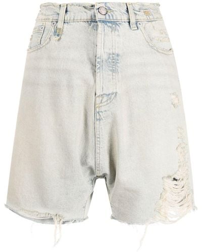 R13 Pantalones cortos con efecto envejecido - Blanco