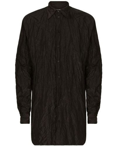 Dolce & Gabbana Crease-effect Long-sleeve Shirt - Black