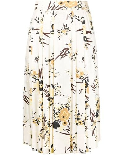 Tory Burch Floral-print Pleated Skirt - White