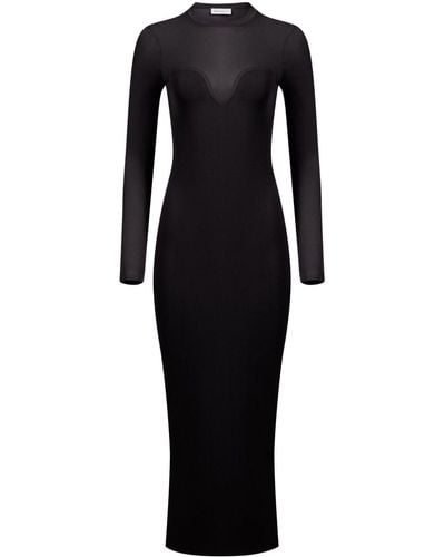 Nina Ricci Textured Semi-sheer Midi Dress - Black