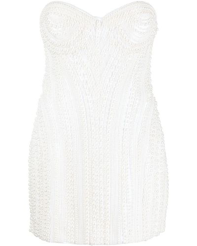 retroféte Vestido corto con perlas artificiales - Blanco