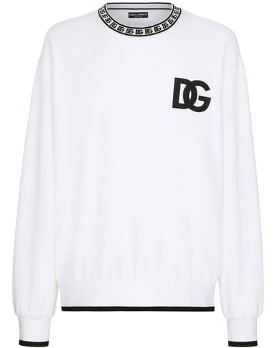 Dolce & Gabbana Sweat en coton à logo brodé - Blanc