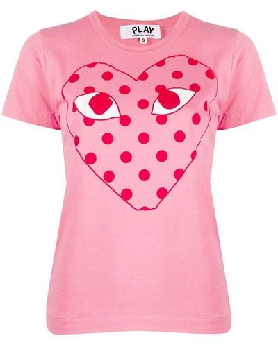 COMME DES GARÇONS PLAY Polk-dot Heat Print T-shirt - Pink