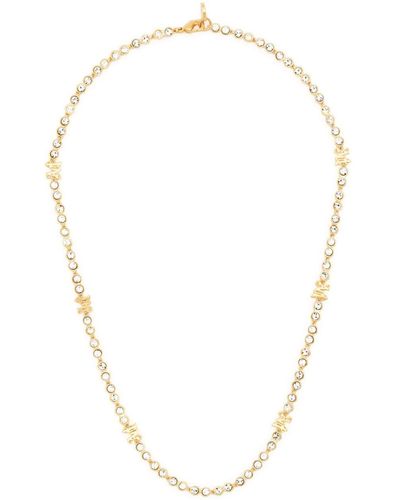 Palm Angels Monogram Crystal-embellished Necklace - White