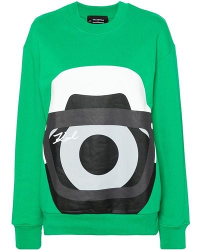 Karl Lagerfeld Xdarcel Disappoints Graphic-print Sweatshirt - Green