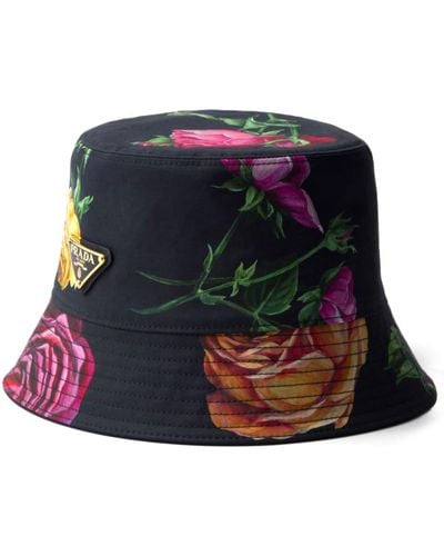 Prada Floral-print Reversible Bucket Hat - Black