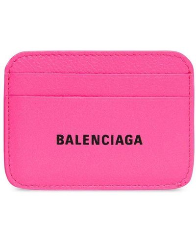 Balenciaga Mini portefeuille en cuir à logo imprimé - Rose