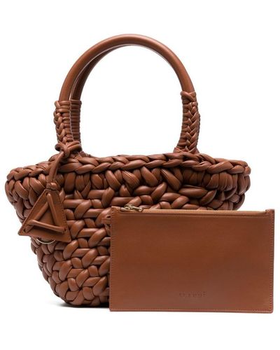 Alanui Interwoven-design Small Leather Tote Bag - Brown