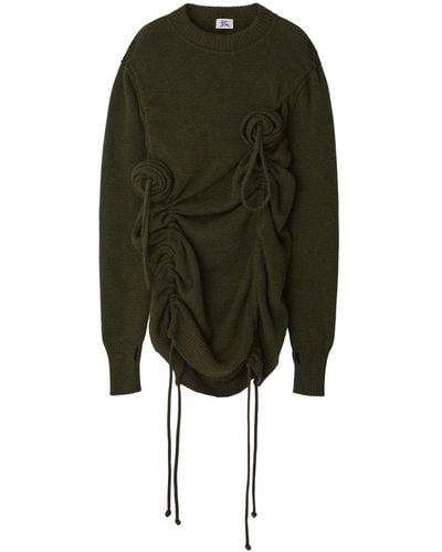 Burberry Rose Floral-appliqué Wool Sweater - Green