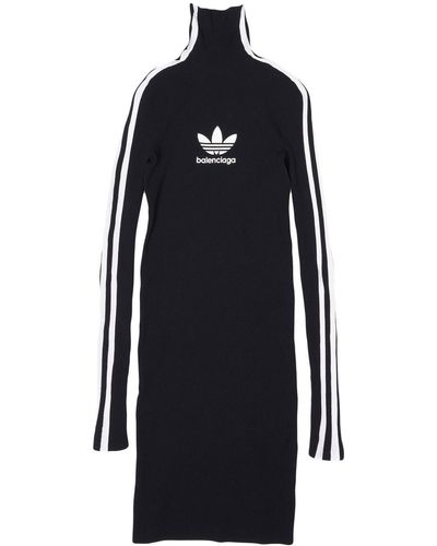 Balenciaga X Adidas High-neck Long-sleeved Minidress - Black
