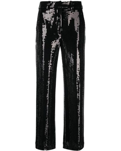 Seventy Sequin-embellished Straight-leg Trousers - Black