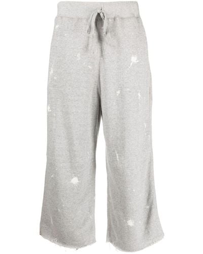 R13 Paint Splatter-detail Cotton Track Trousers - Grey