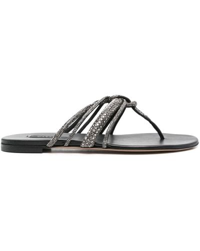 Casadei Crystal-embellished flat sandals - Blanco