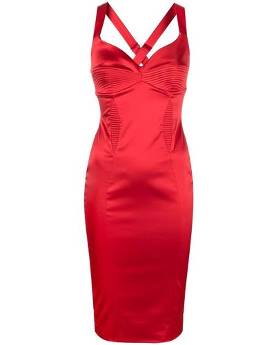 Murmur Midi-jurk Met Satijnen Afwerking - Rood