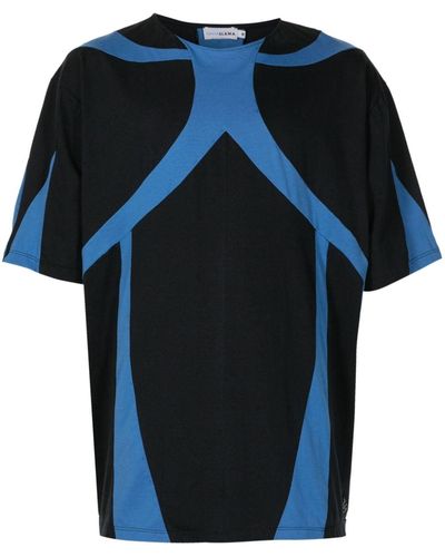 Amir Slama X Mahaslama T-shirt Met Ronde Hals En Vlakken - Blauw