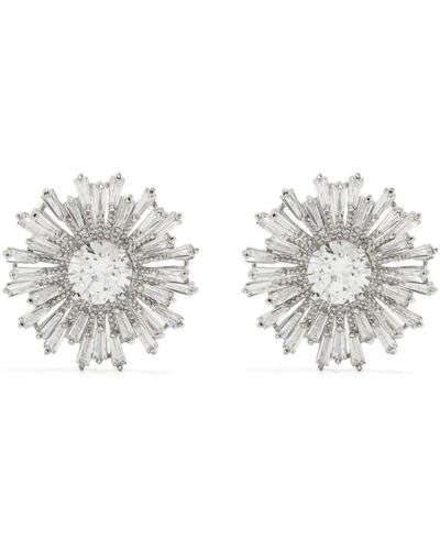 Kenneth Jay Lane Boucles d'oreilles serties de cristaux - Blanc